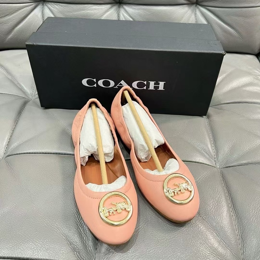 COACH BAILEY LEATHER BALLEY FLATS WOMEN's SHOE FG2944 PETAL 6.5